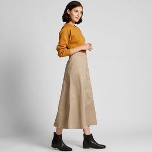 UNIQLO Woman's Beige Chino Front Button Long Skirt